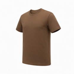 Men's Brown Solid Logo Short Sleeve T-Shirt Crew Neck