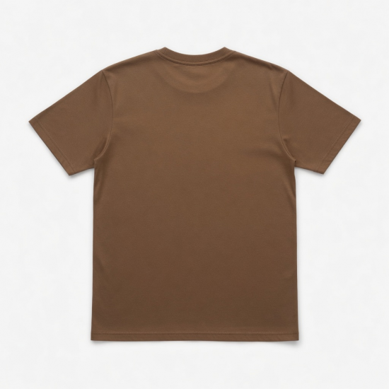 Men's Brown Solid Logo Short Sleeve T-Shirt Crew Neck