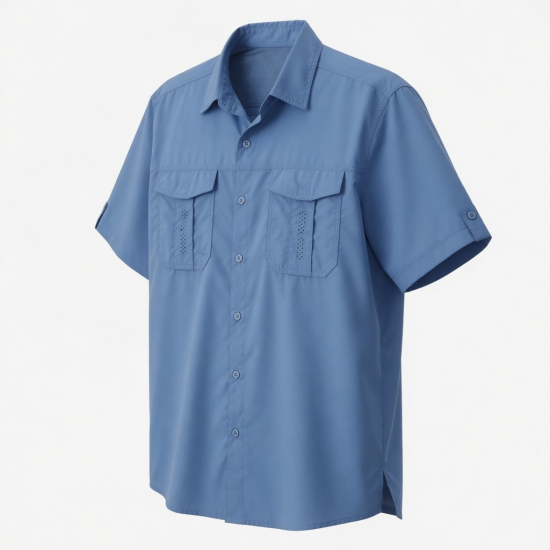 Men's Outfitters Fishing Short Sleeve Shirt Blue