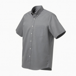Men's Huxley Cotton Button Gray Short Sleeve Shirt