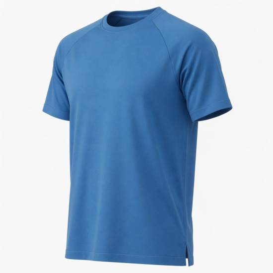 Men's Blue Seamless Activewear Short Sleeve T-Shirt