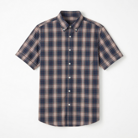 Men's Plaid Button Down Short Sleeve Shirt