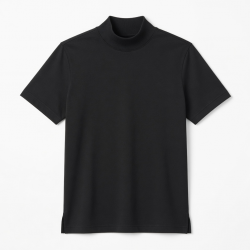 Men's Black Mock Neck Short Sleeve Shirt