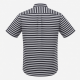 Men's Black White Striped Collared Short Sleeve Shirt