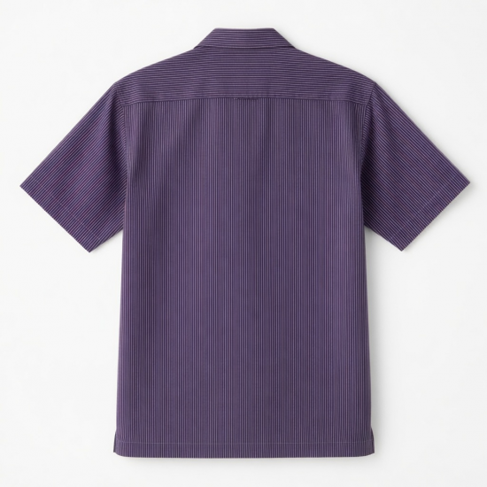 Men's Button Short Sleeve Shirt Purple White