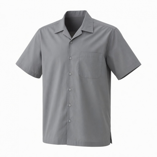 Men's Button Short Sleeve Shirt Gray Modern