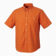 Men's Orange Plaid Button Down Short Sleeve Shirt Cotton