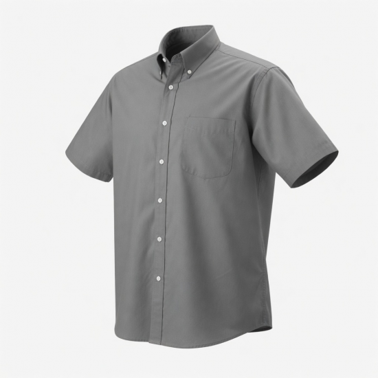 Men's Button Down Grey Short Sleeve Shirt