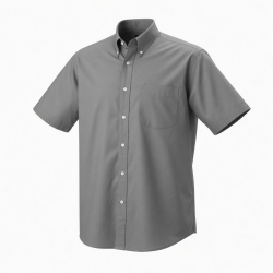 Men's Button Down Grey Short Sleeve Shirt