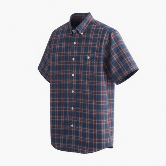 Men's Button Short Sleeve Shirt Plaid