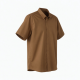 Men's Logo Brown Collared Short Sleeve Shirt Stretch