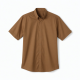 Men's Logo Brown Collared Short Sleeve Shirt Stretch