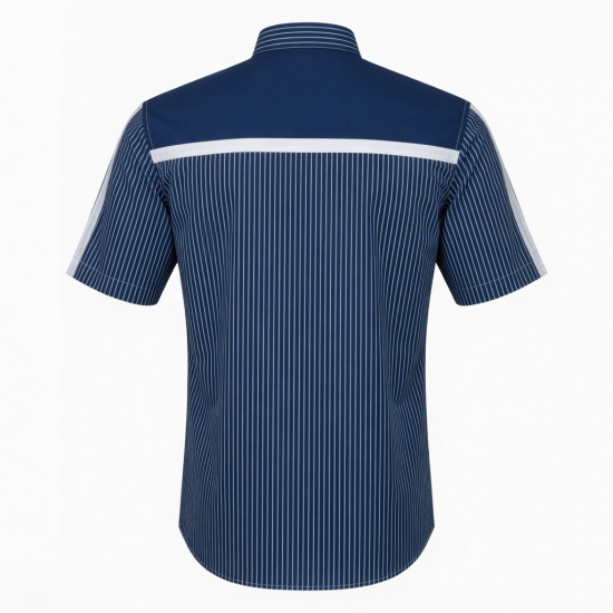 Men's Stripe Detail NAVY/White Short Sleeve Shirt