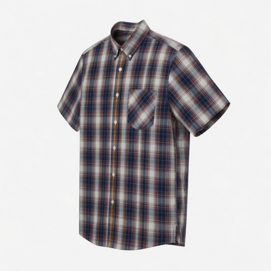 Men's Short Sleeve Shirt Plaid Check Pattern