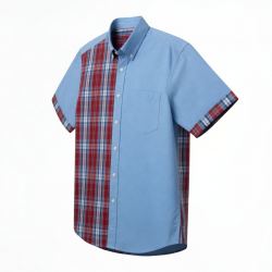 Men's Short Sleeve Shirt Side Plaid