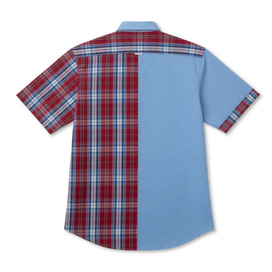 Men's Short Sleeve Shirt Side Plaid