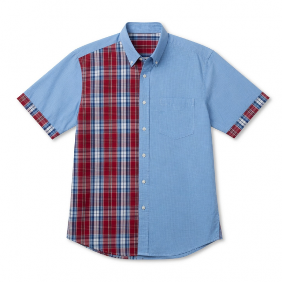 Men's Short Sleeve Shirt Side Plaid