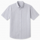 Men's Short Sleeve Shirt White Purple Lines Cotton