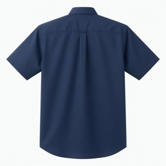 Men's Short Sleeve Shirt Solid Navy Blue Pony