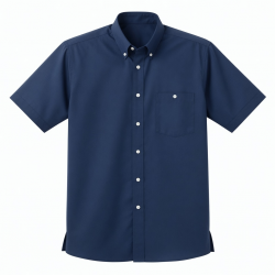 Men's Short Sleeve Shirt Solid Navy Blue Pony