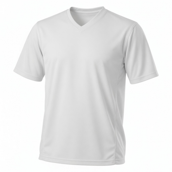 Men's White Short Sleeve Dri-Fit Athletic Short Sleeve Shirt V-Neck