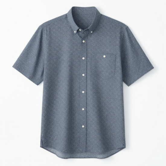 Men's Button-Up Jacquard Short Sleeve Shirt