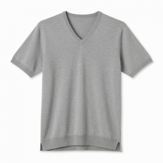 Men's V-Neck Knit Lightweight Short Sleeve Shirt