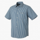 Men's Blue Salt Wash Stripe Cotton Short Sleeve Shirt