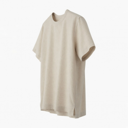 Men's Crew Short Sleeve Oatmeal Linen Blend Short Sleeve Shirt