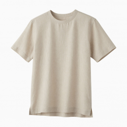 Men's Crew Short Sleeve Oatmeal Linen Blend Short Sleeve Shirt