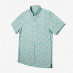 Men's Patterned Flamingo Short Sleeve Shirt