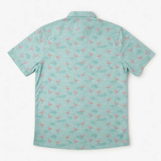 Men's Patterned Flamingo Short Sleeve Shirt
