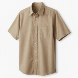 Men's Short Sleeve Shirt Beige/Tan Check