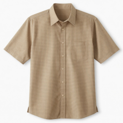 Men's Short Sleeve Shirt Beige/Tan Check