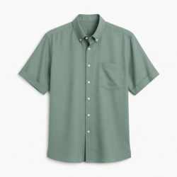 Men's Silk Blend Button Down Short Sleeve Shirt