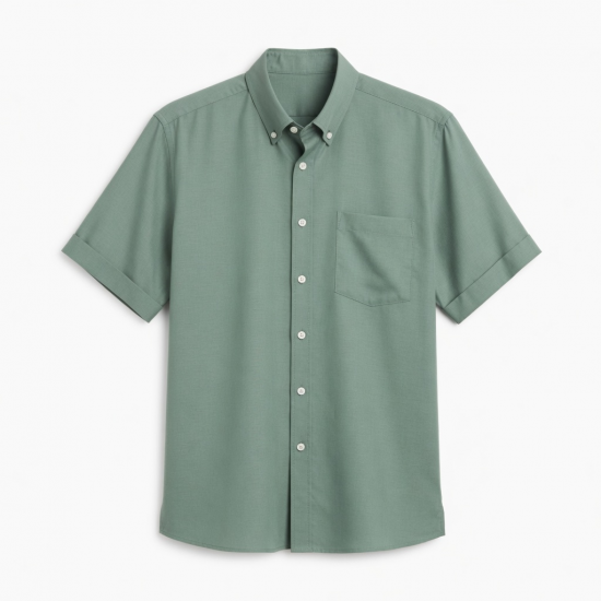 Men's Silk Blend Button Down Short Sleeve Shirt