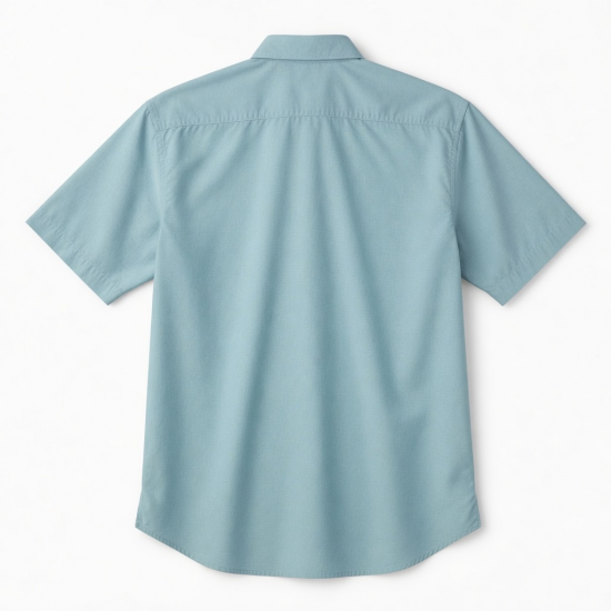 Men's Light Blue/Green Button-Up Short Sleeve Shirt