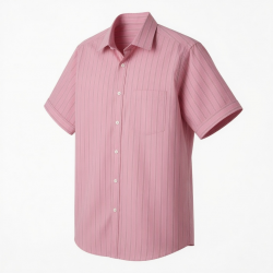 Men's Short Sleeve Shirt Pink Stripes