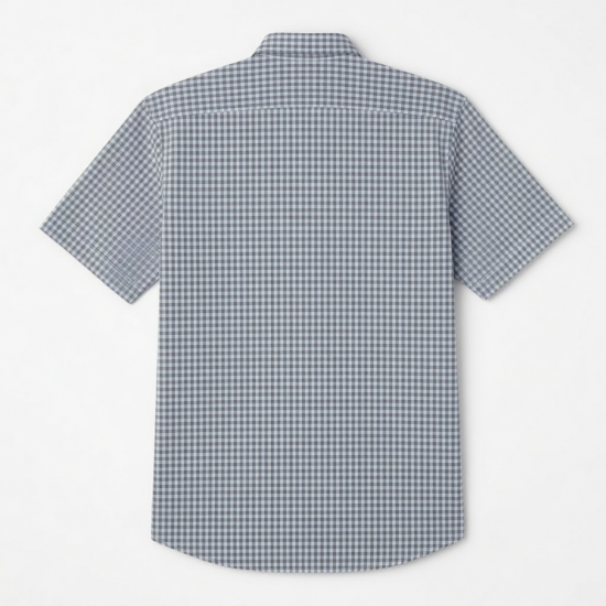 Men's Gingham Check Short Sleeve Shirt Gray