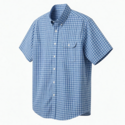 Men's Blue Check Short Sleeve Shirt