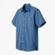 Men's Button Short Sleeve Shirt Blue Pockets Cotton