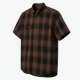 Men's Brown Black Plaid Hunting Short Sleeve Shirt Button Down