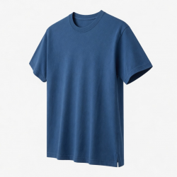 Men's Blue Cotton Panther Graphic Logo Crew Neck Short Sleeve Shirt