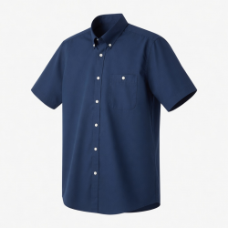 Men's Navy Blue Button Short Sleeve Shirt