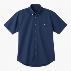 Men's Navy Blue Button Short Sleeve Shirt
