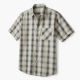 Men's Plaid Short Sleeve Shirt Cotton/Polyester Ecru