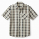 Men's Plaid Short Sleeve Shirt Cotton/Polyester Ecru