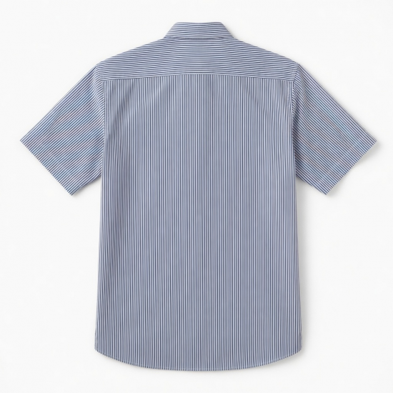 Men's Navy White Striped Short Sleeve Shirt