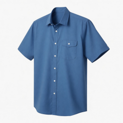 Men's Short Sleeve Shirt Blue Double Sided