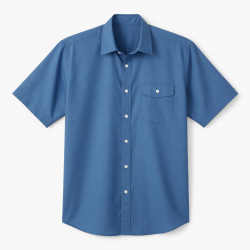 Men's Short Sleeve Shirt Blue Double Sided